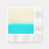 かわいらしティール（緑がかった色）ウォーター海ショアビーチをテーマにした 縁ありカクテルナプキン (正面)