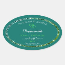 かわいらしティール（緑がかった色）グリーン製品ラベルグリッタースパークル