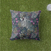 かわいらしティール(緑がかった色)ピンクゼブラ装飾用クッション アウトドアクッション (芝生)