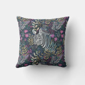 かわいらしティール(緑がかった色)ピンクゼブラ装飾用クッション アウトドアクッション (裏面)