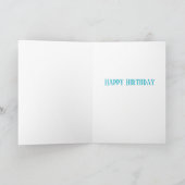 かわいらしティール（緑がかった色）&ピンクバタフライグリーティングカード 案内状 (内部)