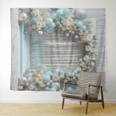 かわいらしティール(緑がかった色)フローラバルーンアーつるチ タペストリー (インサイチュ(横))