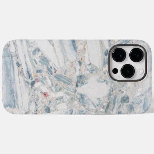 かわいらしティール(緑がかった色)ブルーホワイトターコイズエッジパターン Case-Mate iPhoneケース (裏面 (横))