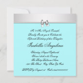 かわいらしティール（緑がかった色）ブルー写真キンセアニェラ 招待状 (裏面)