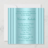かわいらしティール(緑がかった色)ブルー写真キンセアニェラ 招待状 (裏面)