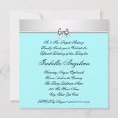 かわいらしティール（緑がかった色）ブルー写真キンセアニェラ 招待状 (裏面)