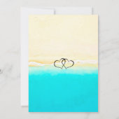 かわいらしティール(緑がかった色)海ショアビーチをテーマ結婚にした 招待状 (裏面)