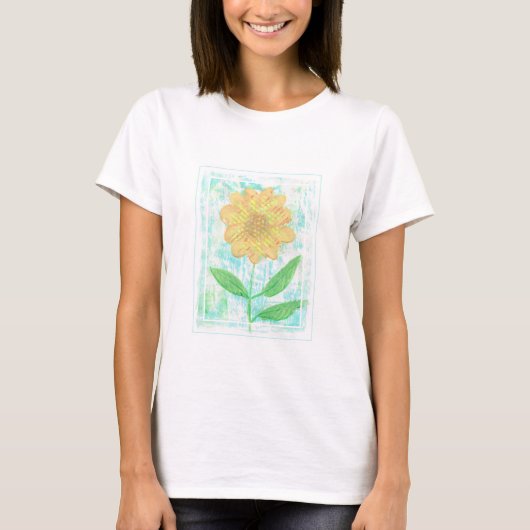 かわいらしデイジーのTシャ縁どツ付き花 Tシャツ (正面)