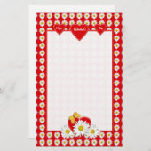 かわいらしデイジーハート 便箋 (正面/裏面)