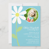 かわいらしデイジーフラワーフォト誕生日 招待状 (正面)