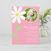 かわいらしデイジーフラワーフォト誕生日 招待状 (スタンド正面)