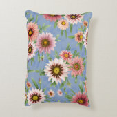 かわいらしデイジーフローラ植物学デザイン アクセントクッション (裏面(縦))