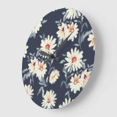 かわいらしデイジーフローラ：シームレスなプリント ラージ壁時計 (傾斜)