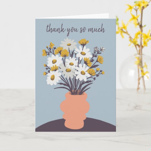 かわいらしデイジーブーケカスタムありがとう カード (黄色い花)
