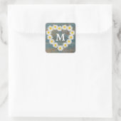 かわいらしデイジーモノグラム素朴ブルーウッド スクエアシール (バッグ)