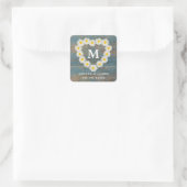 かわいらしデイジーモノグラム結婚ズブルーウッド スクエアシール (バッグ)