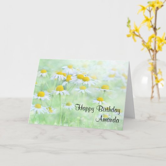 かわいらしデイジー写真誕生日 カード (黄色い花)