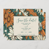 かわいらしデイジー花は日付カードを保存 セーブザデート (正面/裏面)