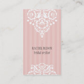 かわいらしデザインシンプルフローラ白淡い色の桃灰色 名刺 (裏面)