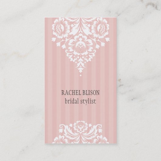 かわいらしデザインシンプルフローラ白淡い色の桃灰色 名刺 (裏面)