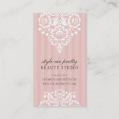 かわいらしデザインシンプルフローラ白淡い色の桃灰色 名刺 (正面)