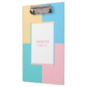 かわいらしトレンディーピンクイエローブルーグリーンカラフル クリップボード (左)
