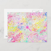 かわいらしトレンディーフローラ手描きヘナ模様 ポストカード (正面/裏面)