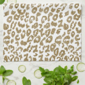 かわいらしトレンディーレオパード印刷金ゴールドグリッター キッチンタオル (折り畳み)