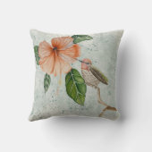 かわいらしハイビスカスと可愛い鳥装飾用クッション クッション (裏面)