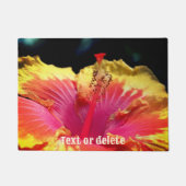 かわいらしハイビスカス花花びらパーソナライズされた ドアマット (正面)