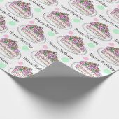 かわいらしハッピーバースデー |お誕生日ケーキ花 ラッピングペーパー (角)