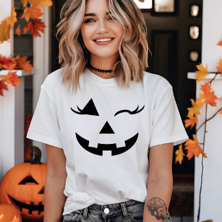 かわいらしハロウィーンのカボチャのちょうちんガーリーパンプキン顔ハロウィーン Tシャツ