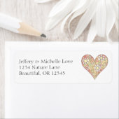 かわいらしハートに花の住所 ラベル (インサイチュ)