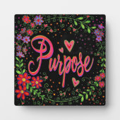 かわいらしハート花お洒落黒い目的 フォトプラーク (正面)