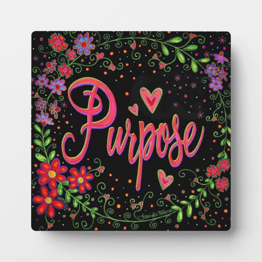 かわいらしハート花お洒落黒い目的 フォトプラーク (正面)