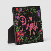 かわいらしハート花お洒落黒い目的 フォトプラーク (正面)