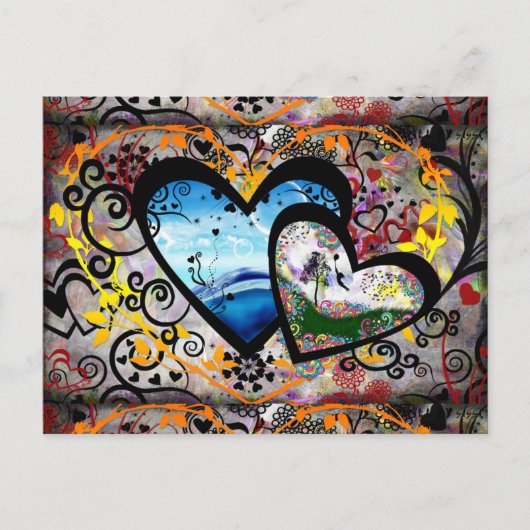 かわいらしハート ポストカード (正面)