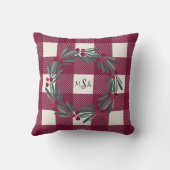 かわいらしバッファローチェックモノグラム赤かわいらしガーリー クッション (裏面)