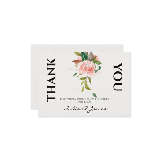 かわいらしバラと葉結婚の皆様 サンキューカード (正面/裏面インサイチュ)