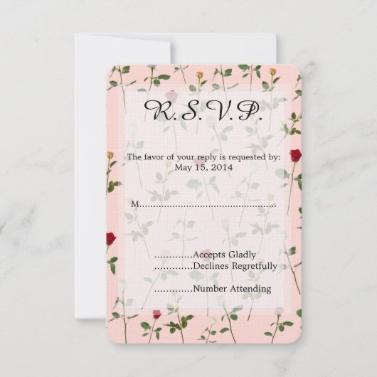 かわいらしバラウェディングRSVP 出欠カード (正面)