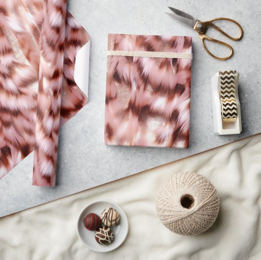 かわいらしバラガーリー金ゴールドゼブラグリジー動物 ラッピングペーパー (クラフト)