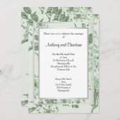 かわいらしバラセージ緑結婚銀 招待状 (正面/裏面)