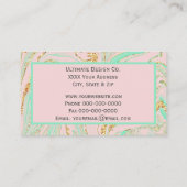 かわいらしバラピンククォーツ大理石と金ゴールド 名刺 (裏面)