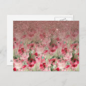 かわいらしバラフェイクグリッターの水色フローラ ポストカード (正面/裏面)