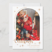 かわいらしバラフェイク金ゴールド家族の写真メリークリスマス シーズンカード (正面)