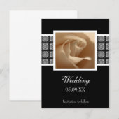 かわいらしバラ結婚式の日付発表位置の保存 案内ポストカード (正面/裏面)