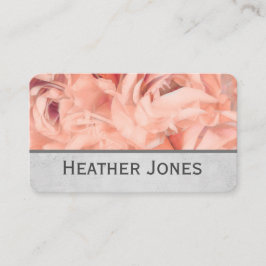 かわいらしバラ花びらピンクとグレーのフローラ 名刺