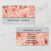 かわいらしバラ花びらピンクとグレーのフローラ 名刺 (正面/裏面)