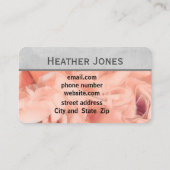 かわいらしバラ花びらピンクとグレーのフローラ 名刺 (裏面)