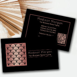 かわいらしバラ金ゴールドクラムシェルQRコードテンプレート 名刺